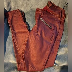 Burgundy Faux Leather Pants
